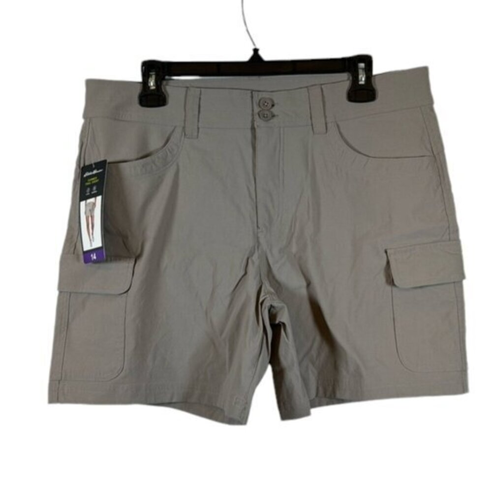 Eddie Bauer Summer Trail Hiking Cargo Shorts Gray Size 14 NWT #7851